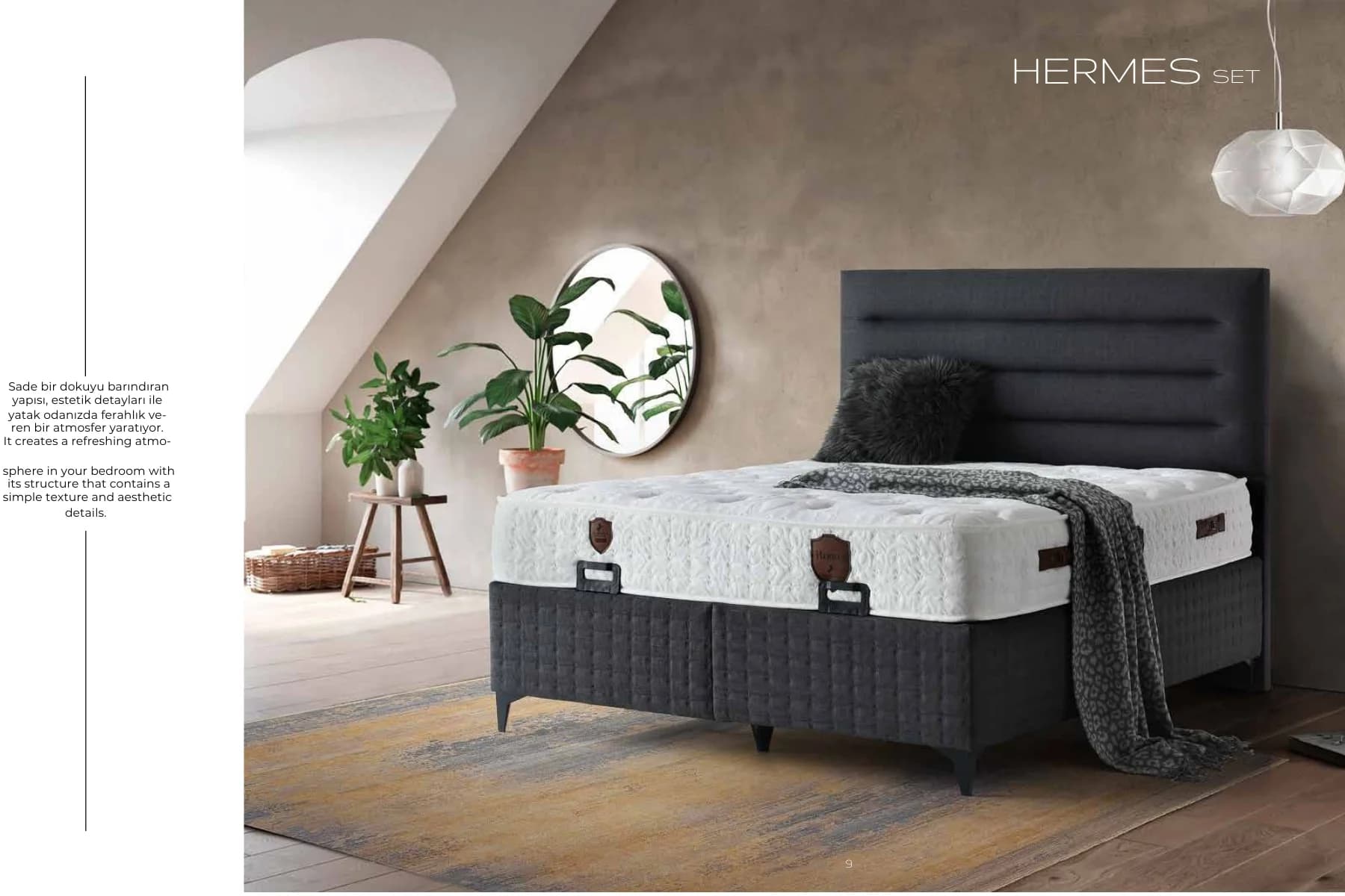 Hermes Yatak + Baza + Başlık 150*200
