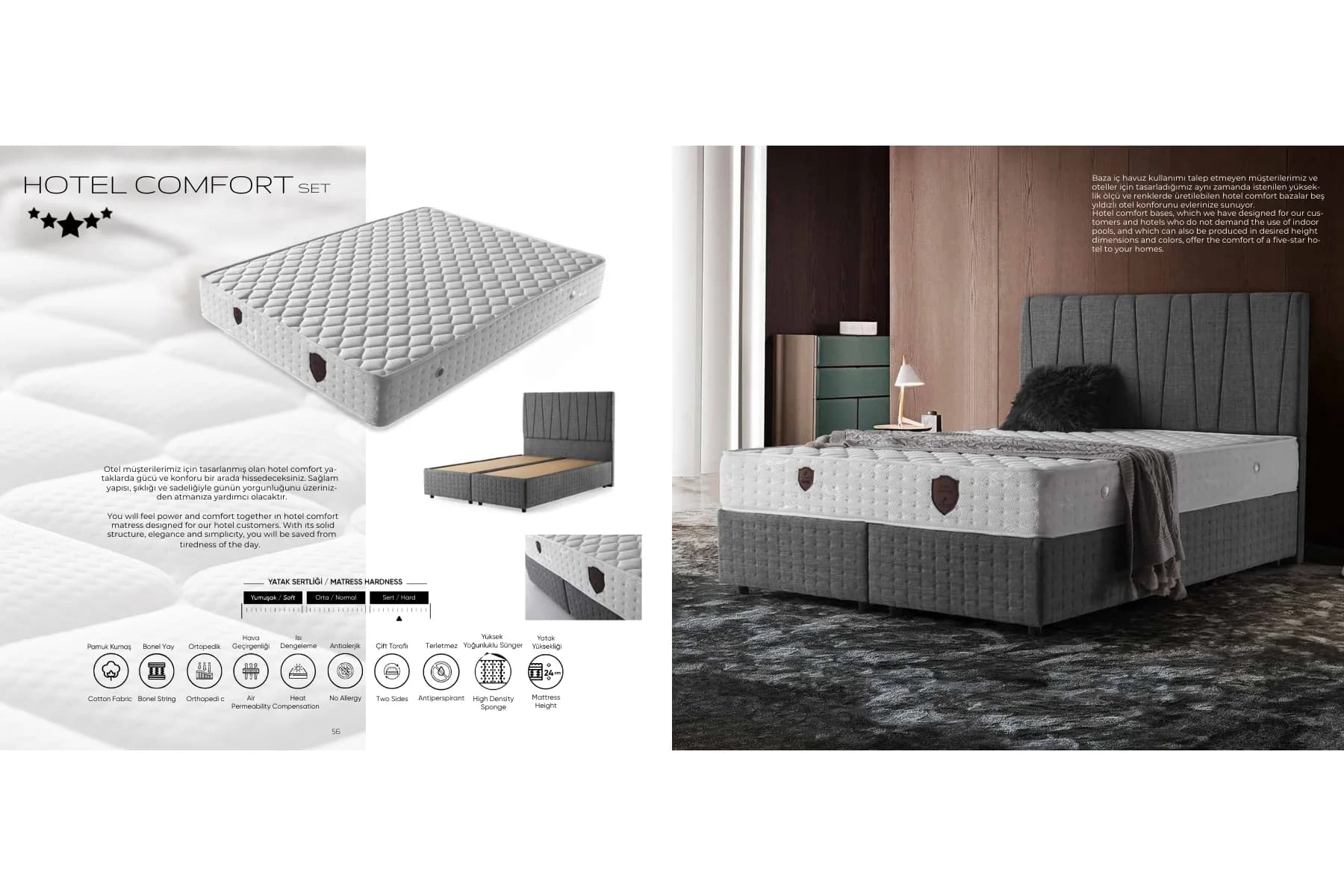 Hotel Comfort Yatak + Baza + Başlık 150*200